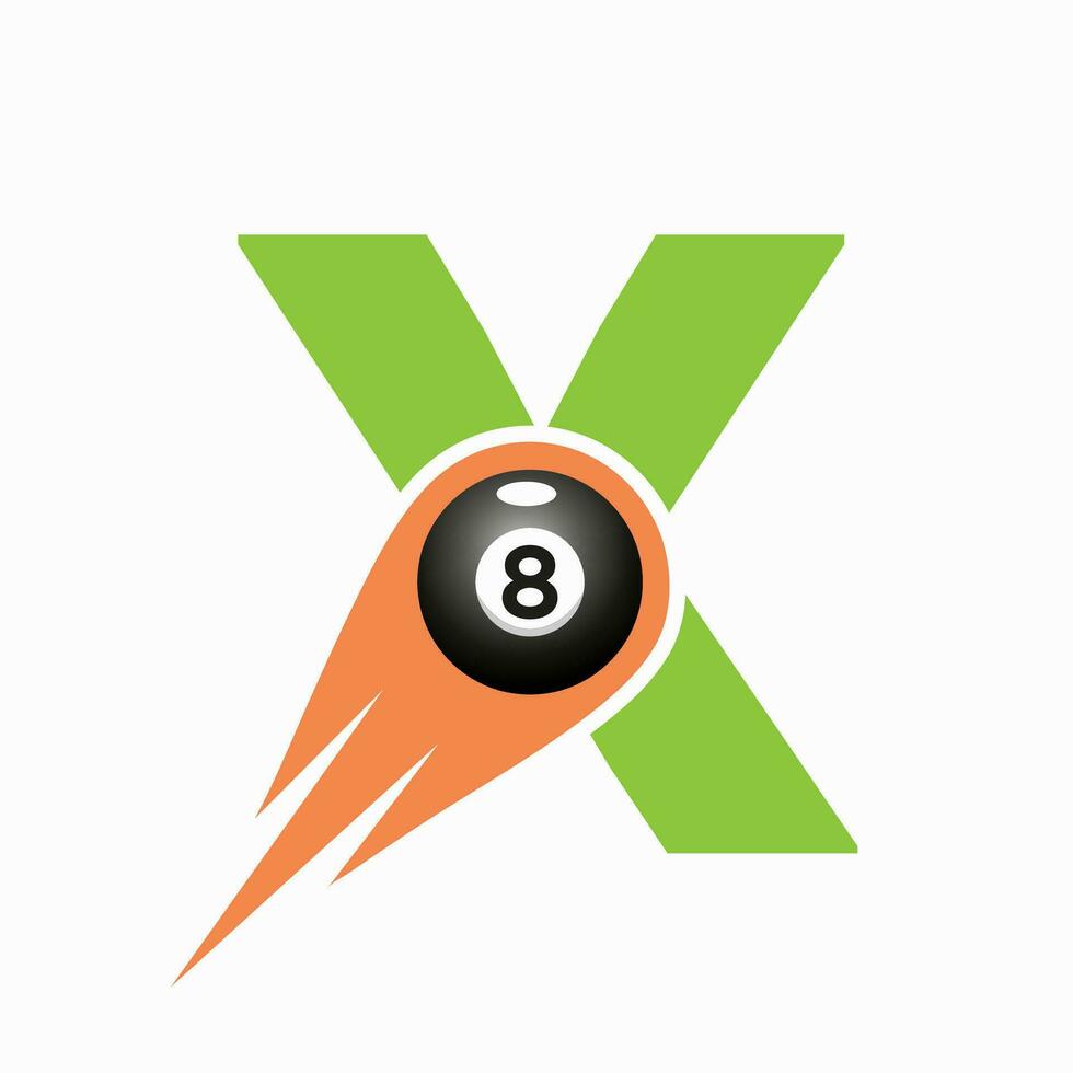 lettre X billard des sports équipe club logo. 8 Balle bassin logo conception modèle vecteur