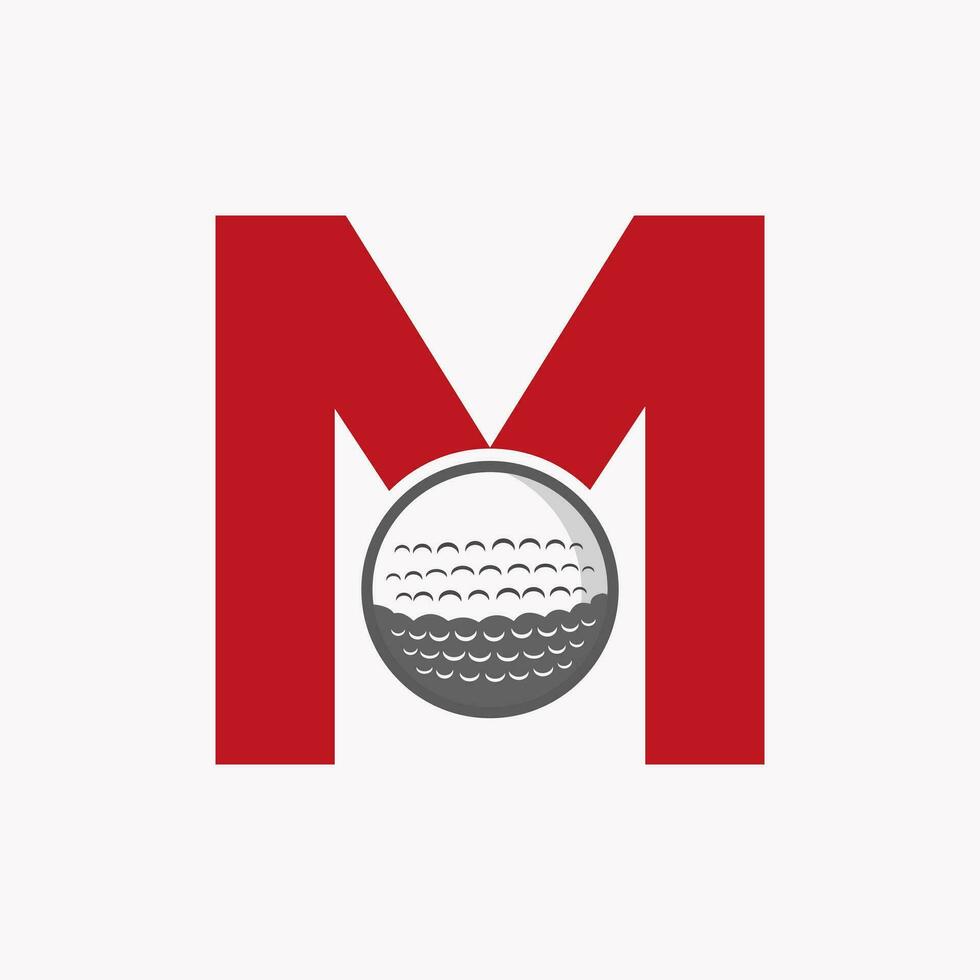 le golf logo sur lettre M. initiale le hockey sport académie signe, club symbole vecteur