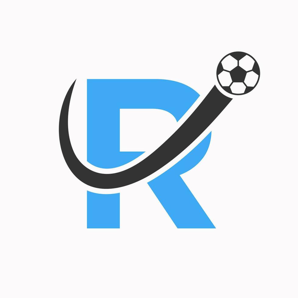 initiale lettre r football logo. Football logo concept avec en mouvement Football icône vecteur