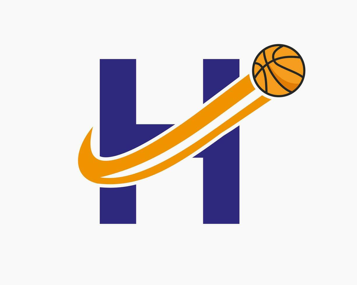 initiale lettre h basketball logo concept avec en mouvement basketball icône. panier Balle logotype symbole vecteur