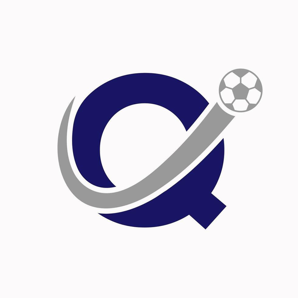 initiale lettre q football logo. Football logo concept avec en mouvement Football icône vecteur