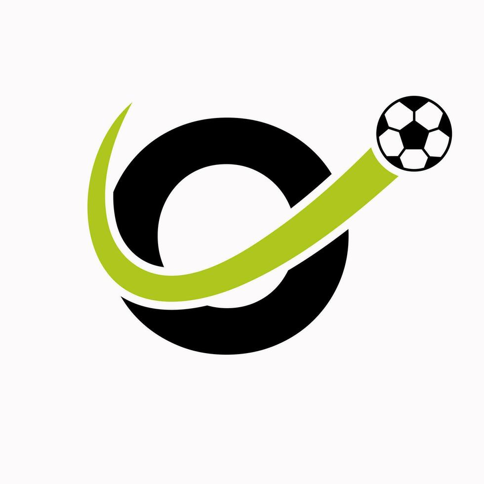 initiale lettre o football logo. Football logo concept avec en mouvement Football icône vecteur