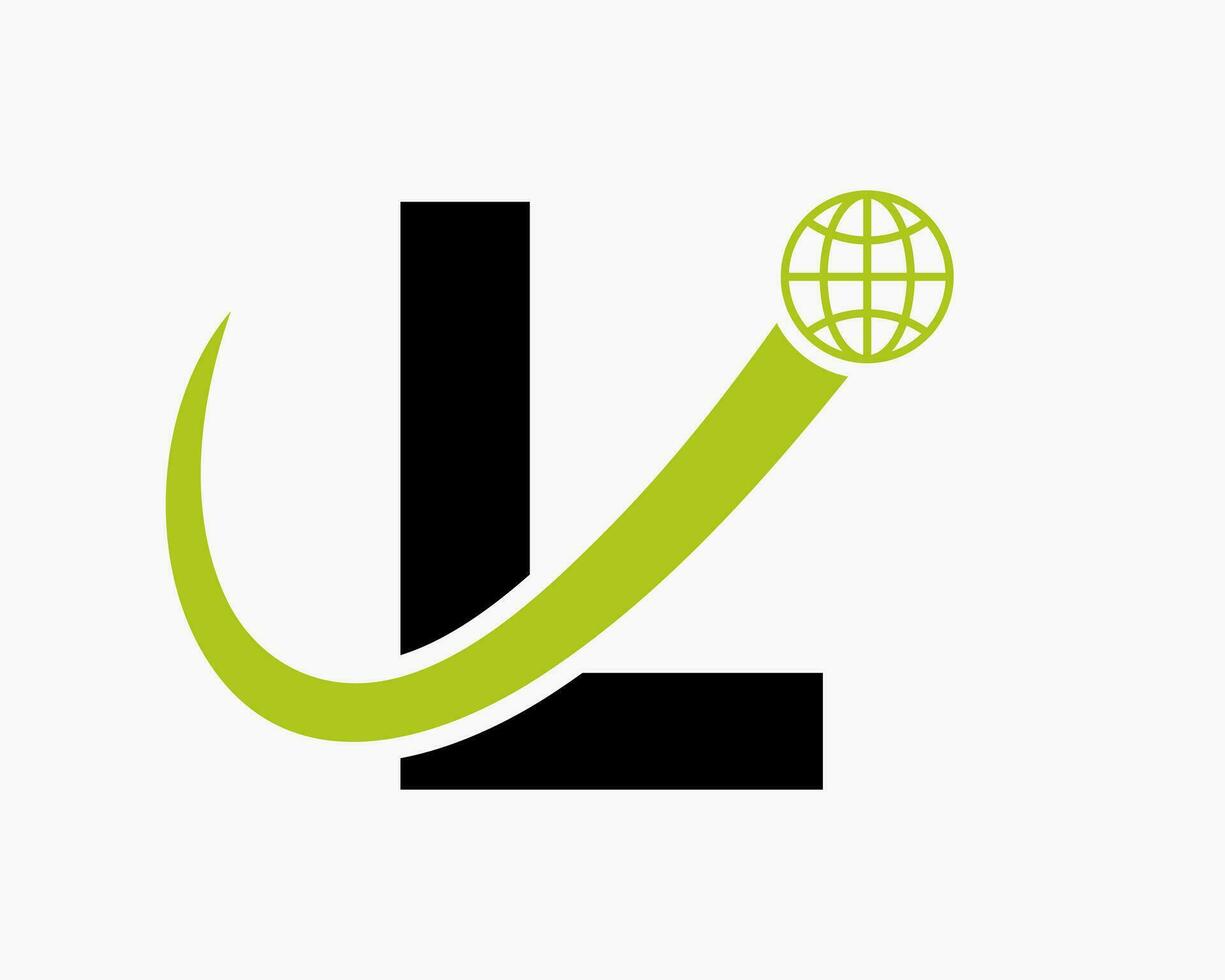 lettre l global logo conception. monde logotype symbole vecteur modèle