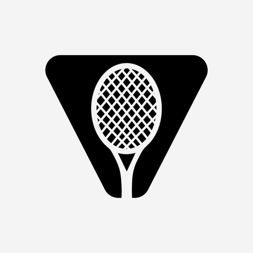 lettre v padel tennis logo. padel raquette logo conception. plage table tennis club symbole vecteur