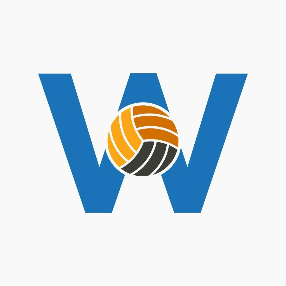 lettre w volley-ball logo concept avec en mouvement volée Balle icône. volley-ball des sports logotype modèle vecteur