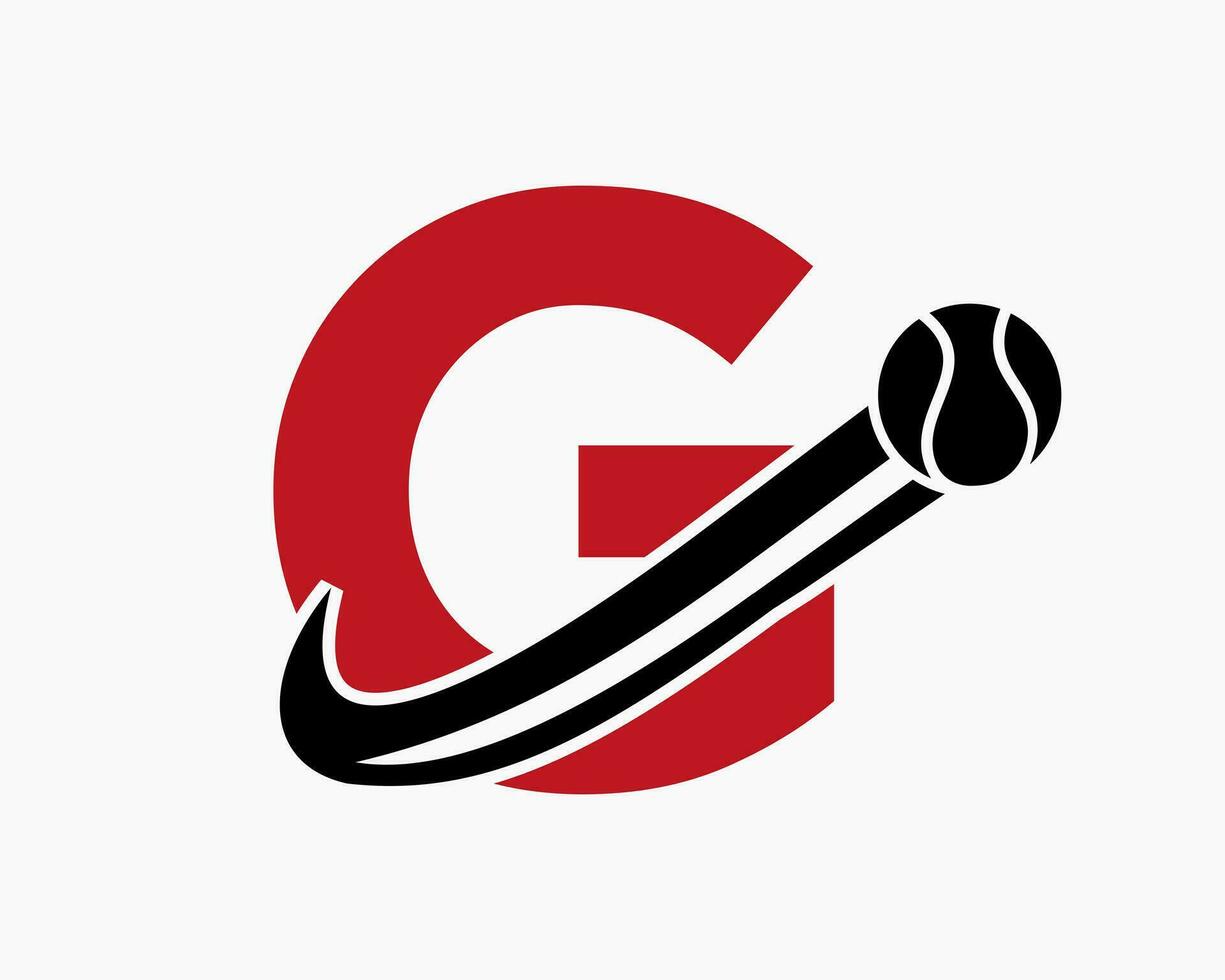 tennis logo sur lettre g. tennis sport académie, club logo signe vecteur