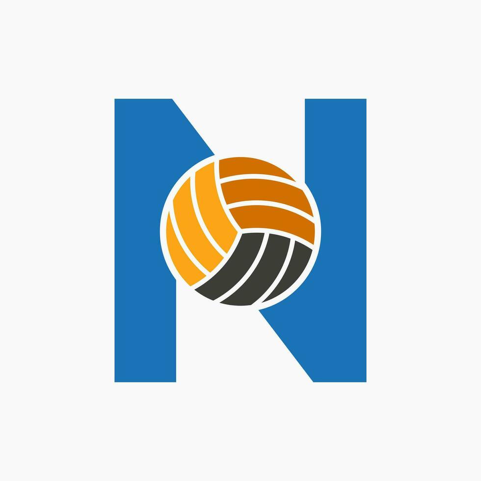 lettre n volley-ball logo concept avec en mouvement volée Balle icône. volley-ball des sports logotype modèle vecteur