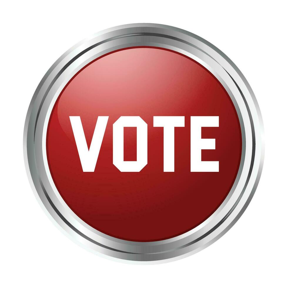 voter bouton icône, brillant 3d réaliste voter maintenant bouton, vote badge, badge, étiqueter, vote Oui, pousser bouton, isolé sur blanc Contexte vecteur