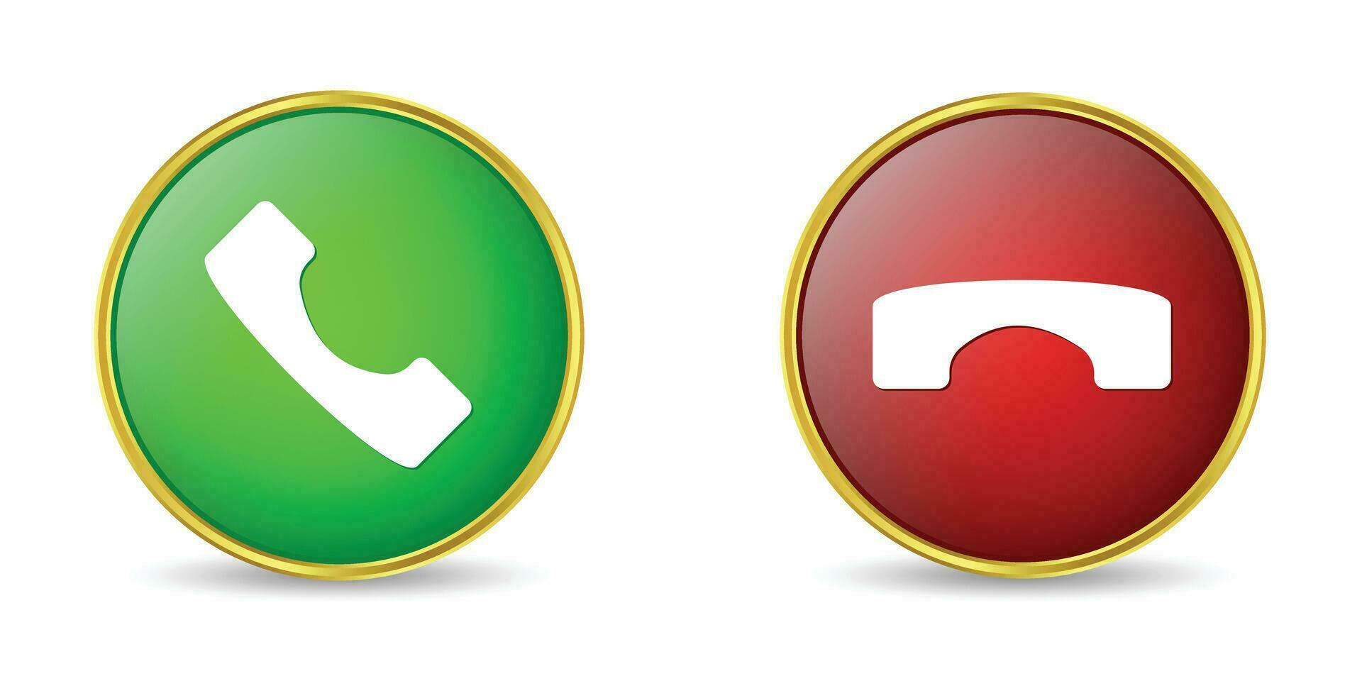 3d réaliste téléphone appel recevoir, rejeter et cadran, entrant appel bouton, rouge et vert appel pousser bouton, Téléphone signe, appel J'accepte et déclin symbole, répondre et rejeter appel bouton ensemble icône vecteur