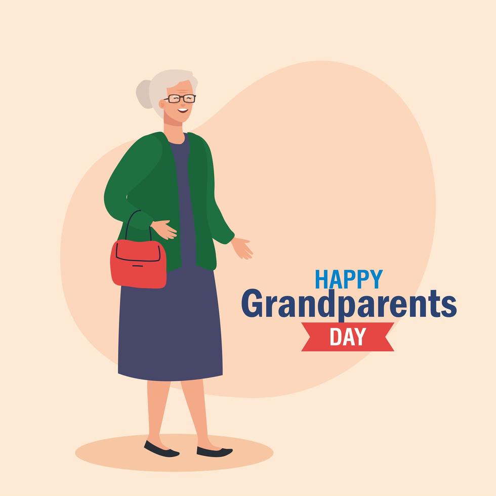 bonne fête des grands-parents avec une jolie grand-mère vecteur