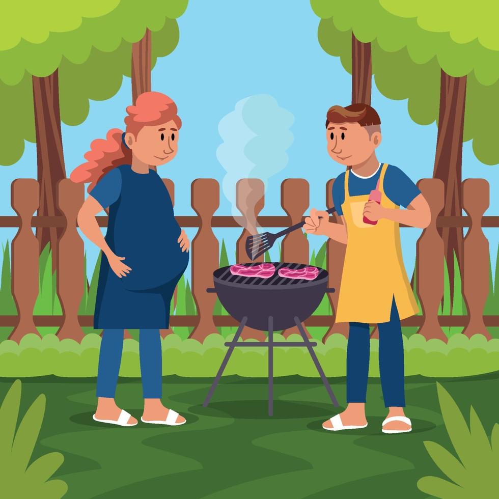 barbecue en famille vecteur
