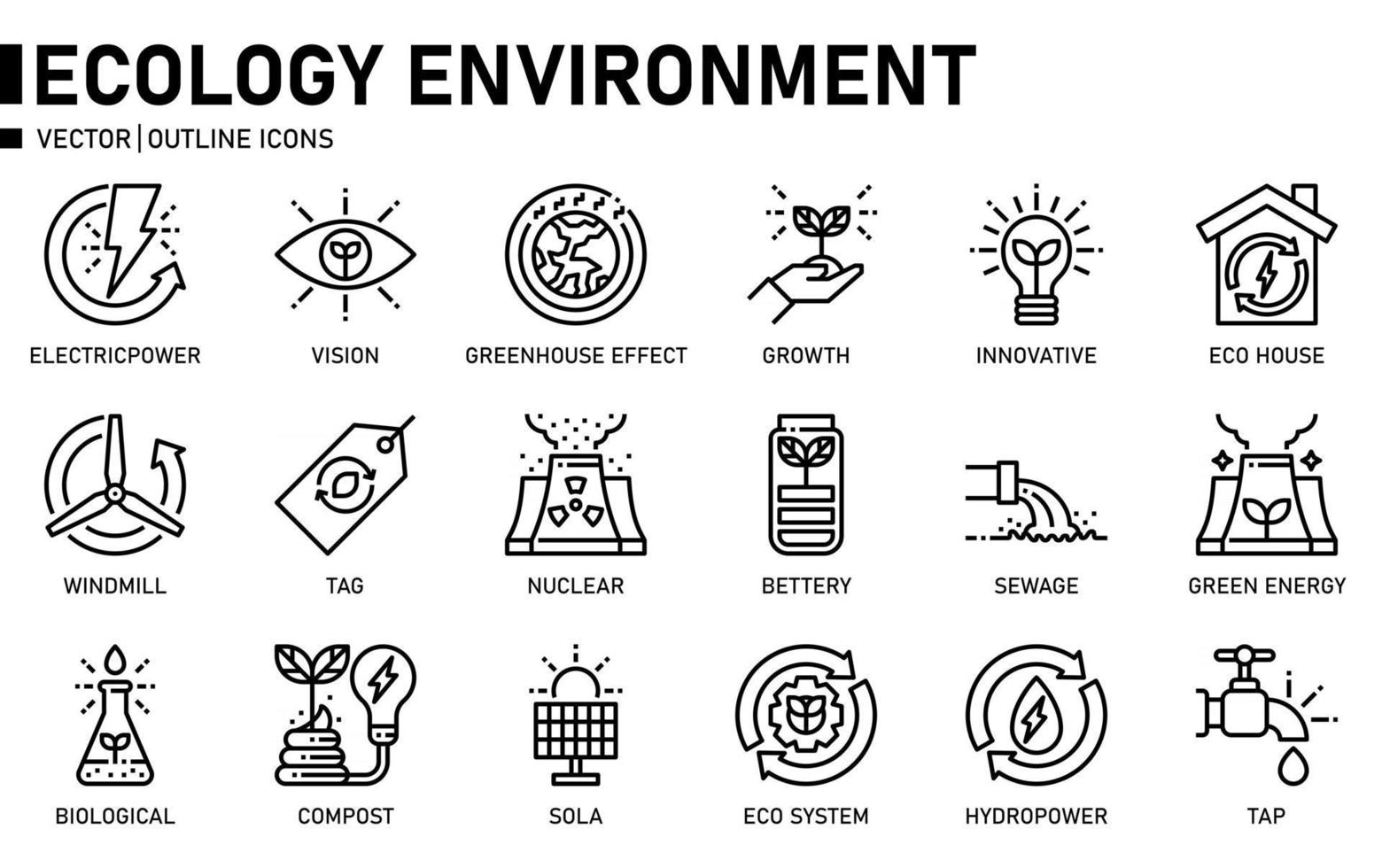 icône de contour de l'environnement de l'écologie vecteur