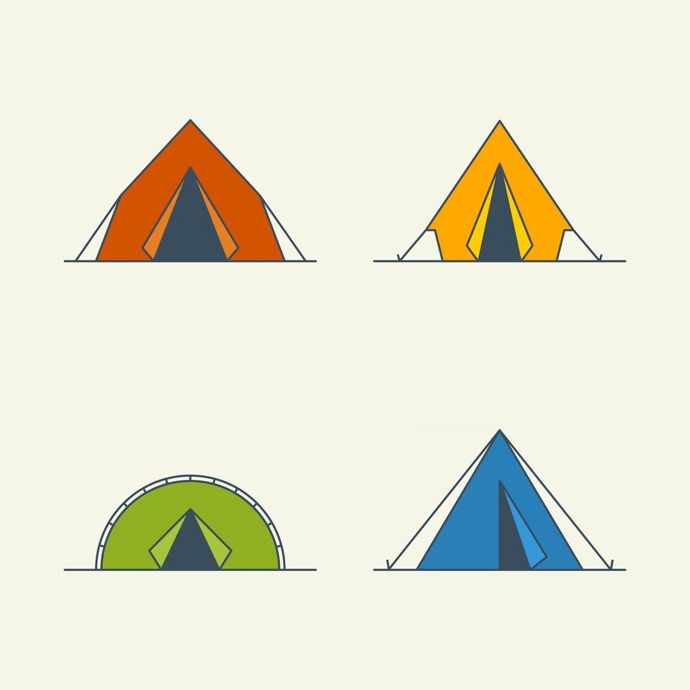 ensemble d'icônes vectorielles de tentes de camping vecteur