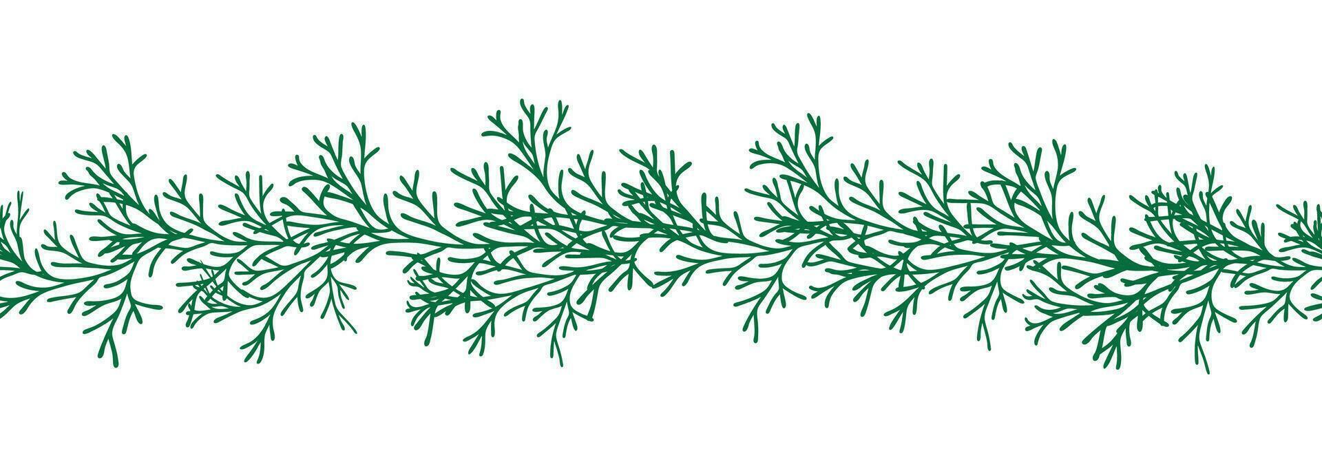 feuilles décoratif, algues horizontal frontière sans couture modèle. vecteur