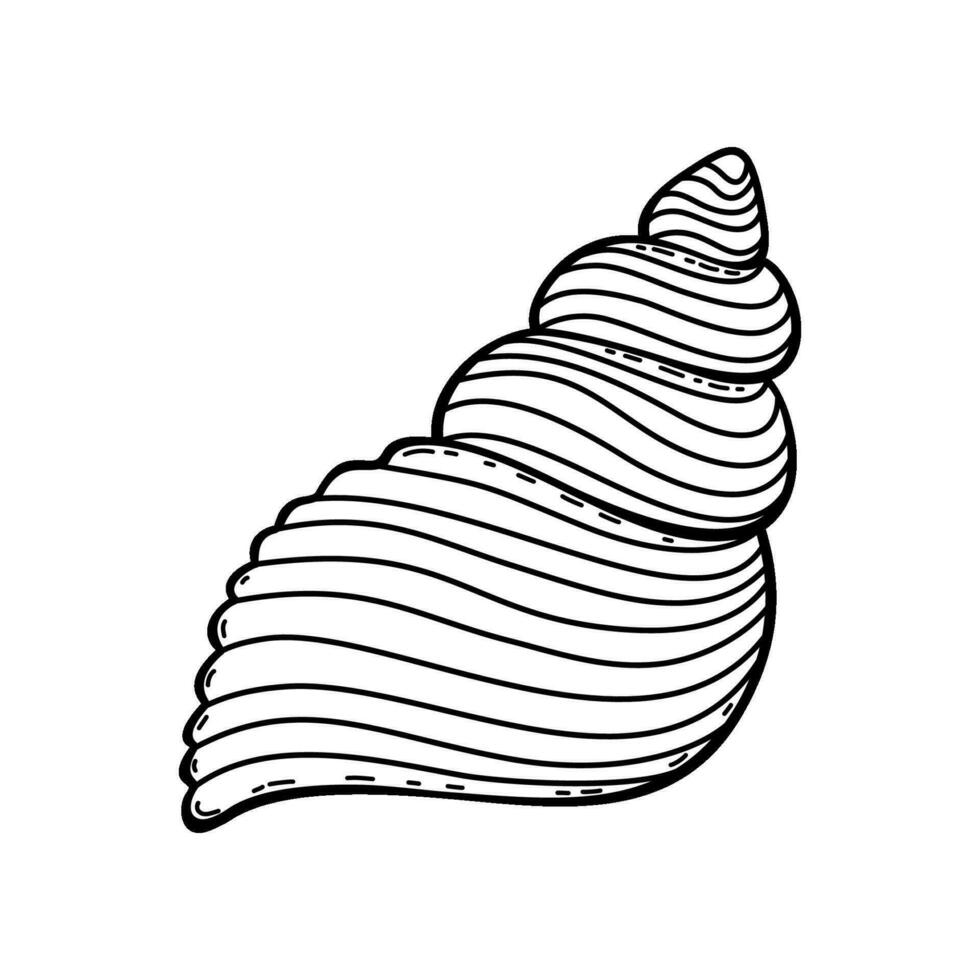 vecteur contour de sous-marin coquillage. sous-marin fruits de mer. main tiré contour esquisser de un océan animal. isolé noir et blanc clipart sur blanc Contexte sur Marin thème.