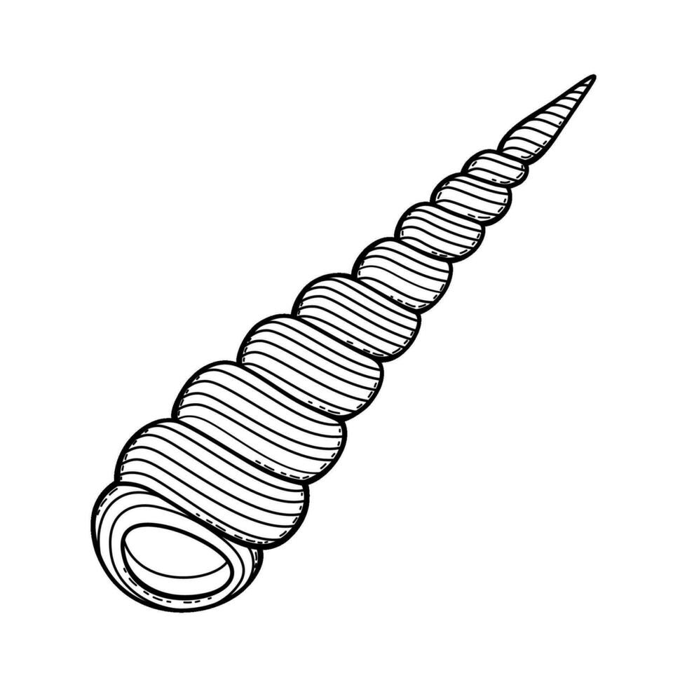 vecteur contour de sous-marin coquillage. sous-marin fruits de mer. main tiré contour esquisser de un océan animal. isolé noir et blanc clipart sur blanc Contexte sur Marin thème.