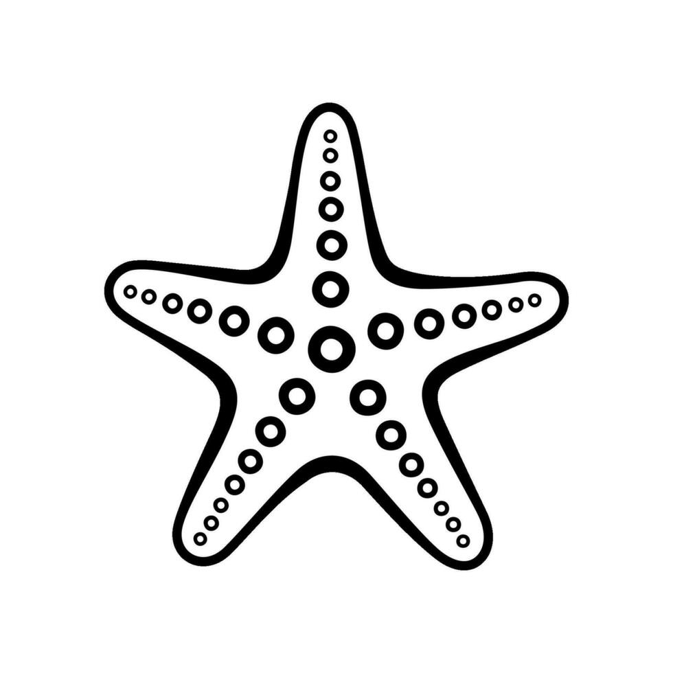 noir et blanc esquisser de étoile de mer. mer étoile. sous-marin créature. monochrome vecteur clipart de océan animal isolé sur une blanc Contexte. illustration sur une Marin thème.