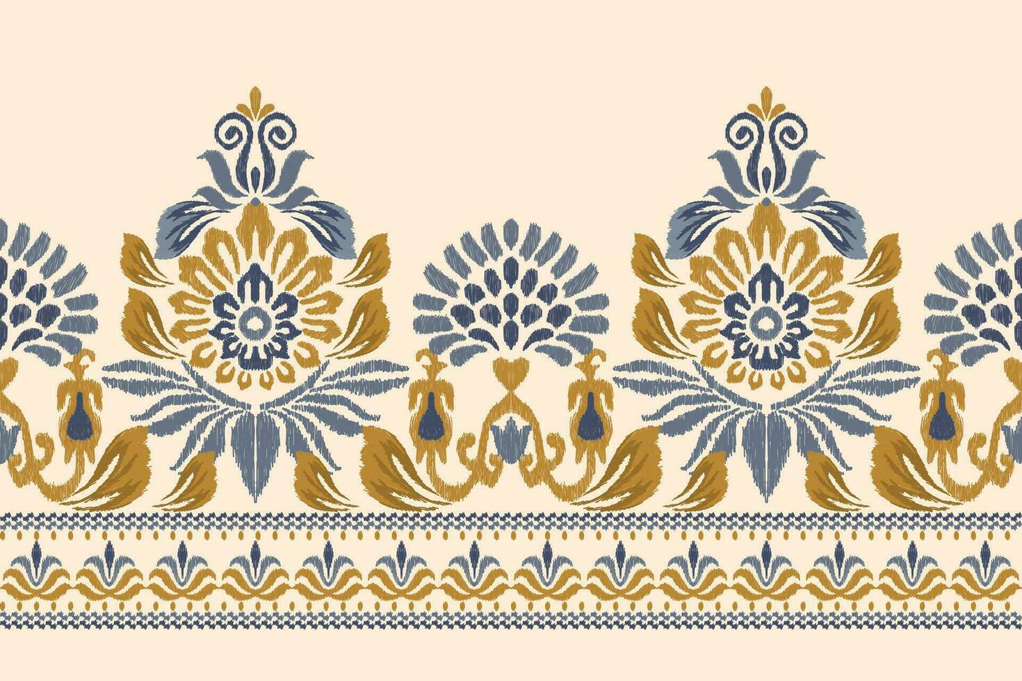 ikat floral paisley broderie sur crème background.ikat ethnique Oriental modèle traditionnel.aztèque style abstrait vecteur illustration.design pour texture, tissu, vêtements, emballage, décoration, sarong, écharpe