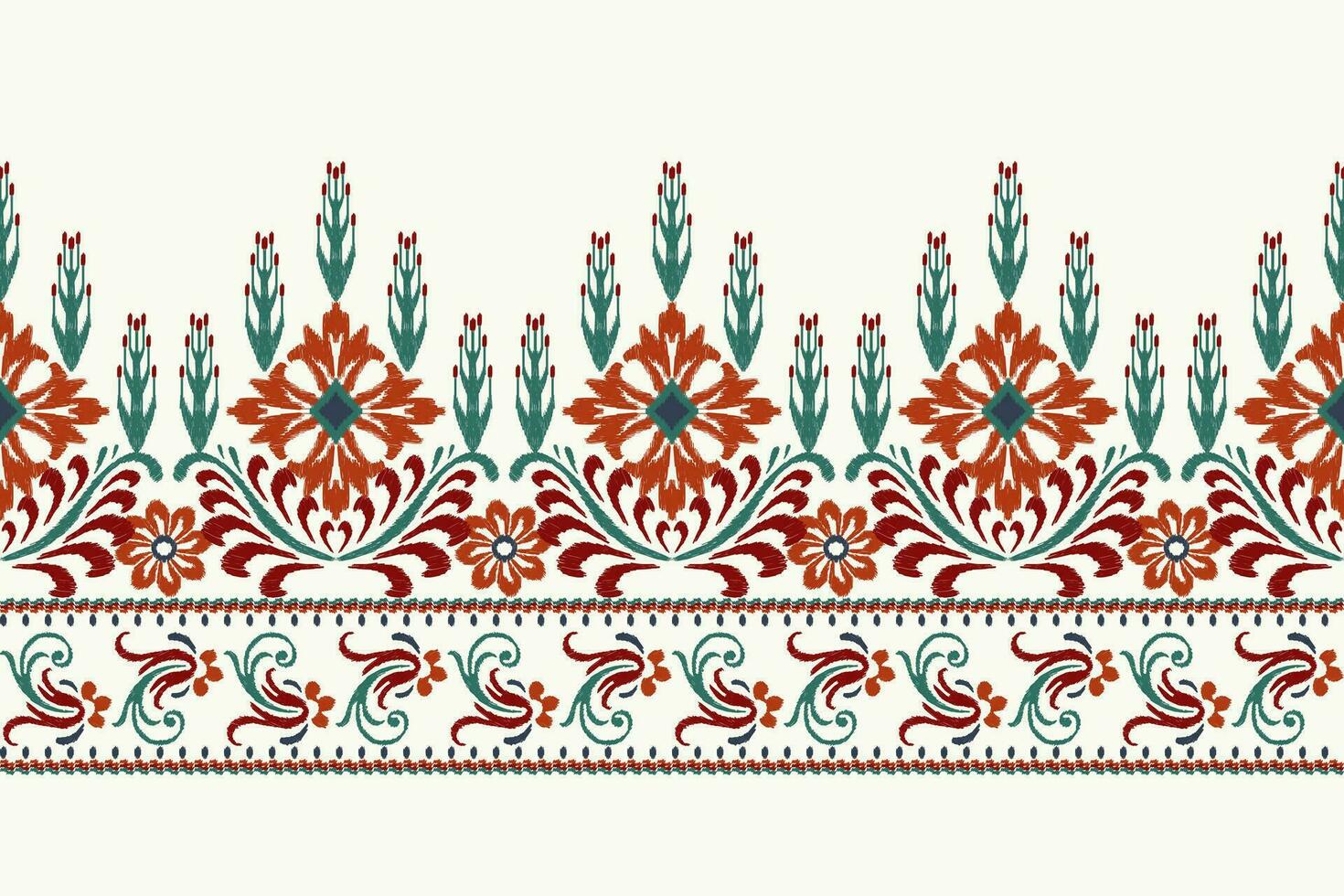 ikat floral paisley broderie sur blanc background.ikat ethnique Oriental modèle traditionnel.aztèque style abstrait vecteur illustration.design pour texture, tissu, vêtements, emballage, décoration, sarong, écharpe