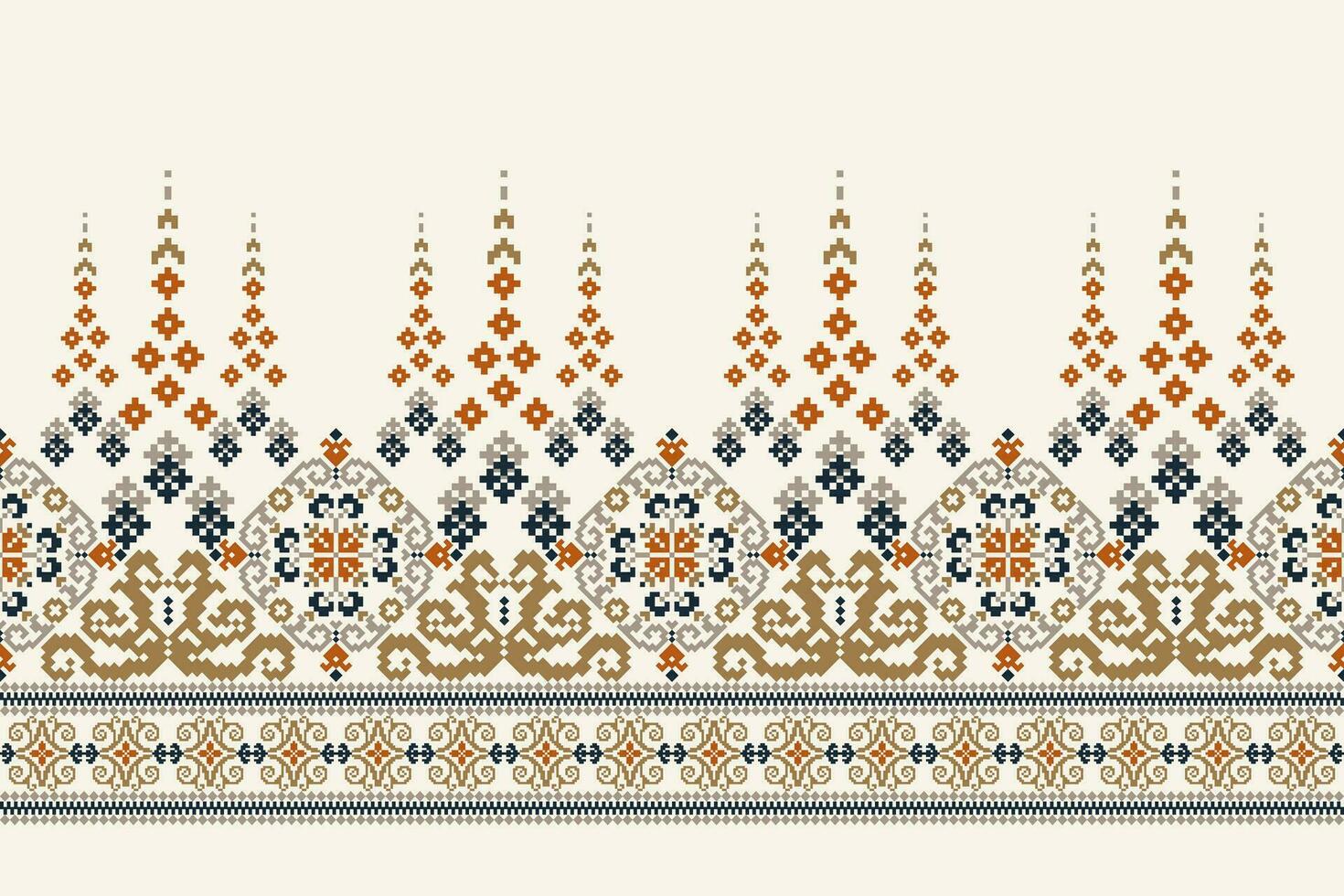 floral traverser point broderie sur blanc arrière-plan.géométrique ethnique Oriental modèle traditionnel.aztèque style abstrait vecteur illustration.design pour texture, tissu, vêtements, emballage, décoration, paréo.