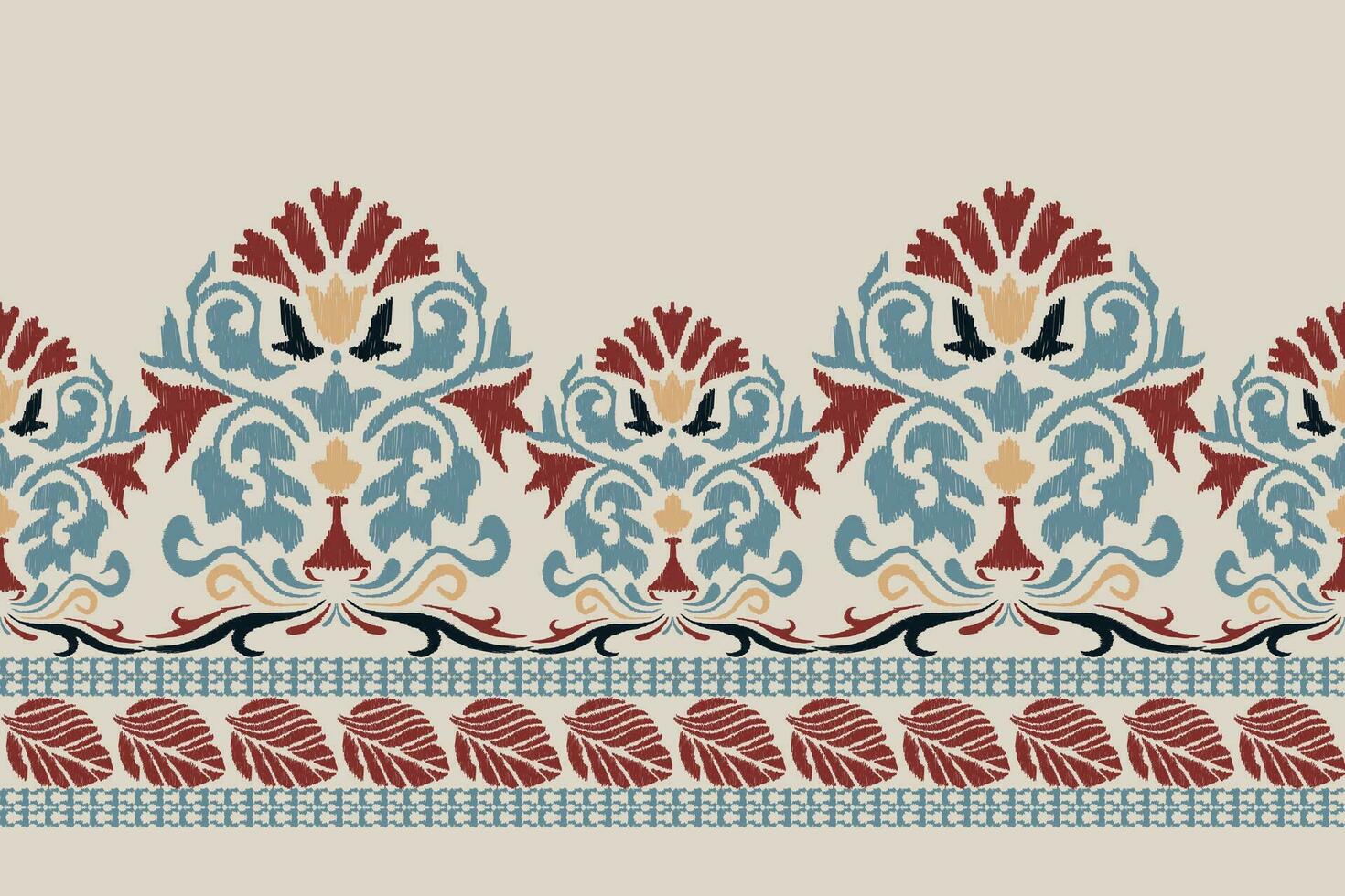 ikat floral paisley broderie sur gris background.ikat ethnique Oriental modèle traditionnel.aztèque style abstrait vecteur illustration.design pour texture, tissu, vêtements, emballage, décoration, paréo, écharpe.