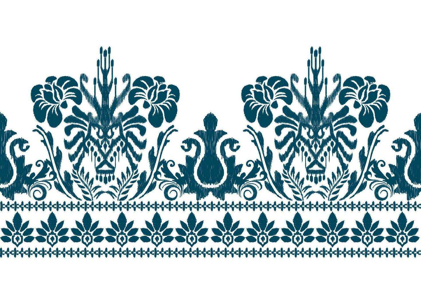 ikat floral paisley broderie.bleu et blanc background.ikat ethnique Oriental modèle traditionnel.aztèque style abstrait vecteur illustration.design pour texture, tissu, vêtements, emballage, décoration, sarong