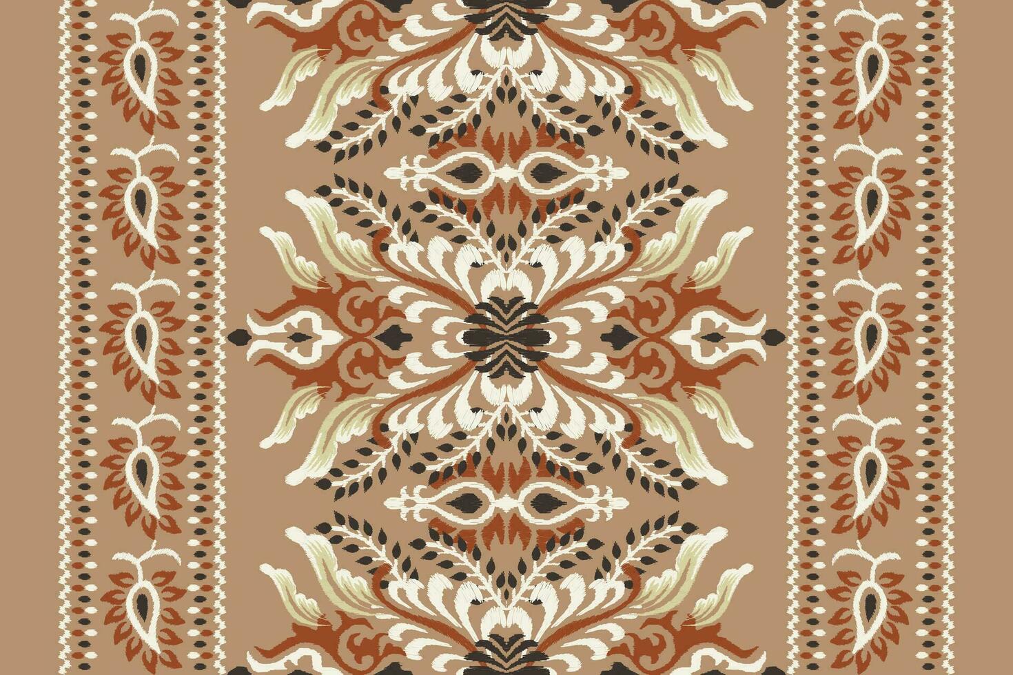 ikat floral paisley broderie sur marron background.ikat ethnique Oriental modèle traditionnel.aztèque style abstrait vecteur illustration.design pour texture,tissu,habillement,emballage,décoration,écharpe,tapis