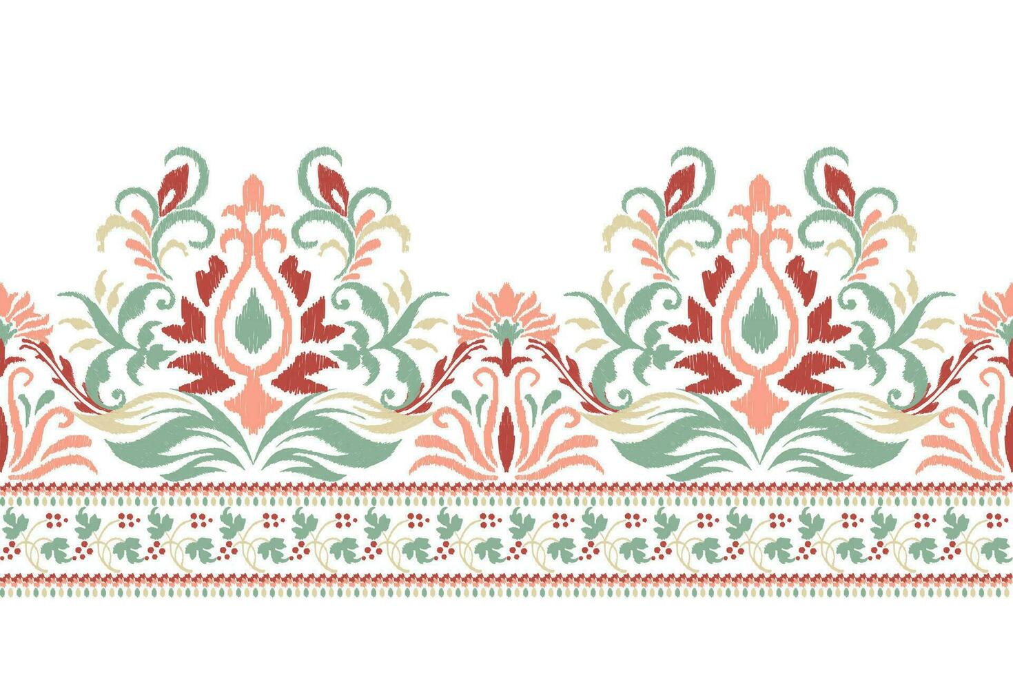 ikat floral paisley broderie sur blanc background.ikat ethnique orientaliste modèle traditionnel.aztèque style abstrait illustration.design pour texture, tissu, vêtements, emballage, décoration, paréo, écharpe. vecteur