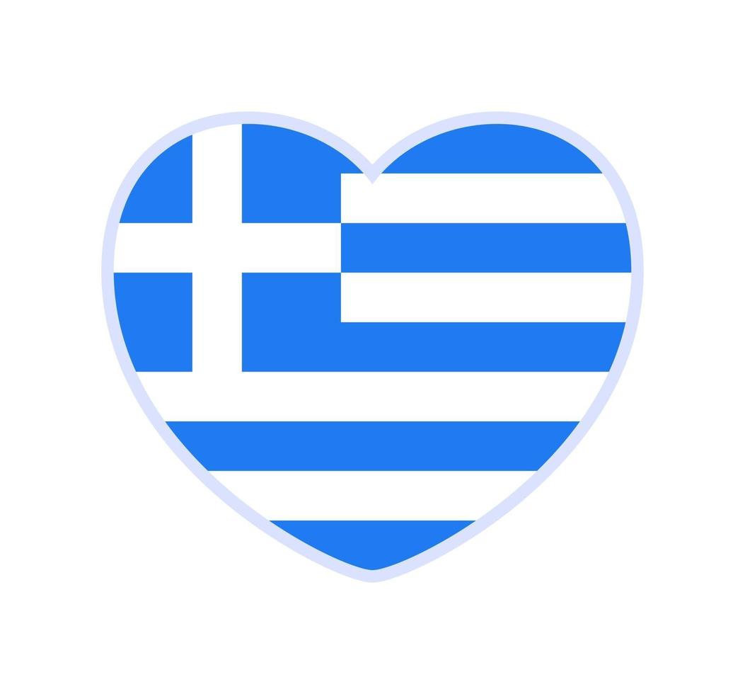 drapeau de la grèce en forme de coeur vecteur