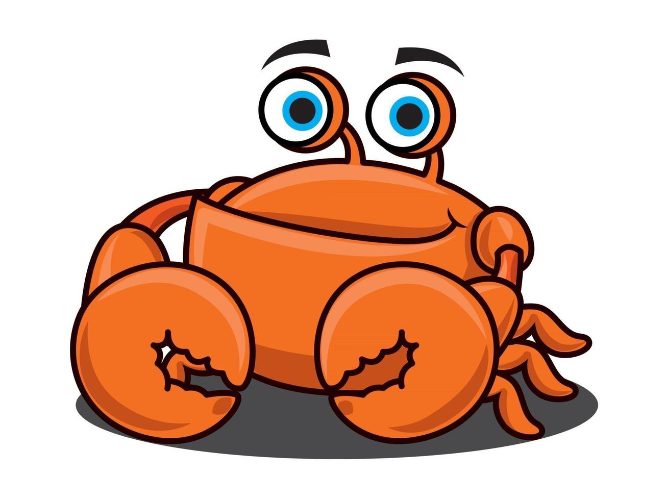 personnage de dessin animé mignon crabe de mer souriant avec mascotte de grosses griffes vecteur