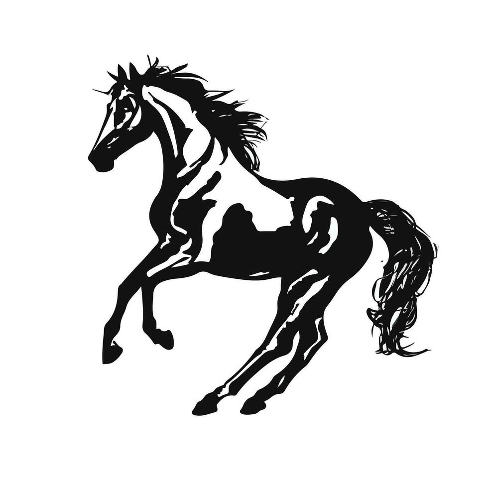 vecteur silhouette de fonctionnement cheval