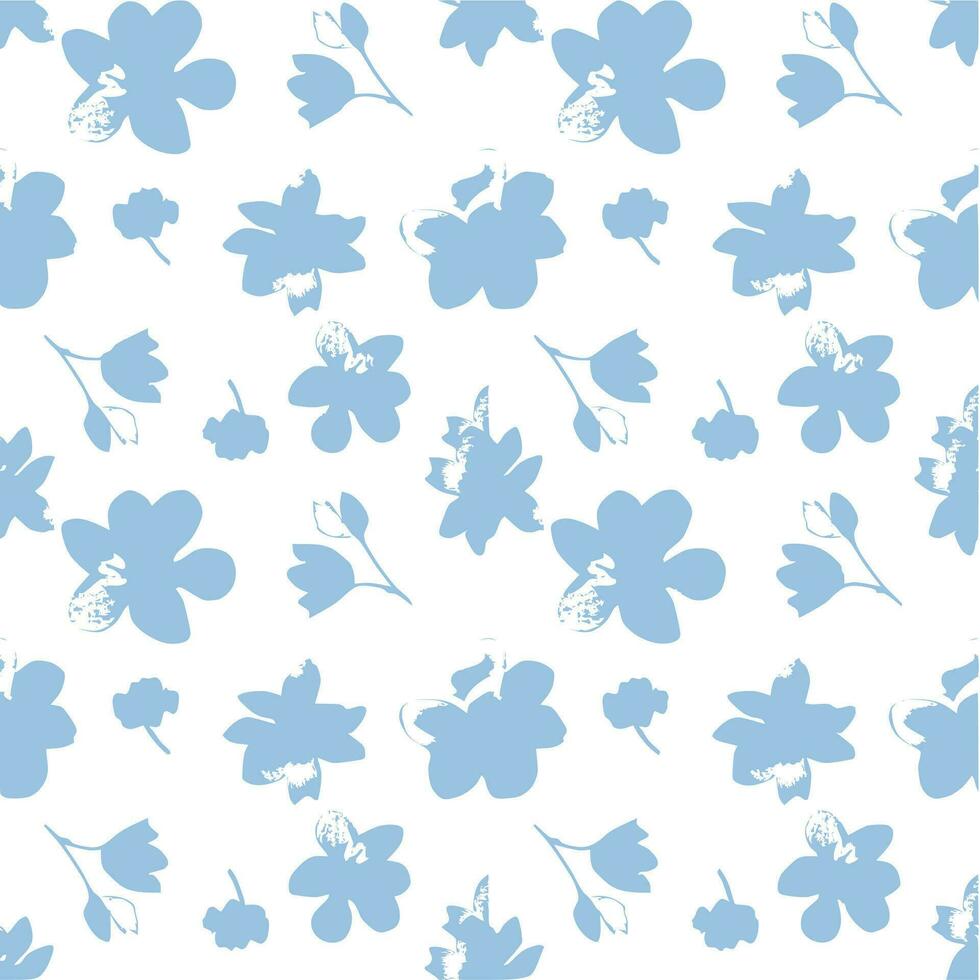 bleu floral sans couture modèle sur blanc vecteur