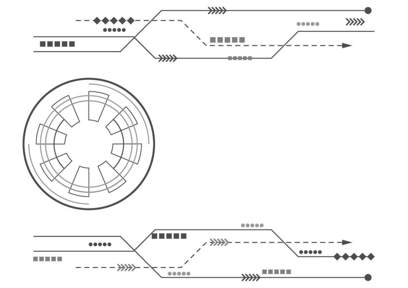 salut-technologie cercle avec une rectangulaire formes sur blanc abstrait Contexte. futuriste la communication et lien concept. cyberespace, et numérique innovation vecteur