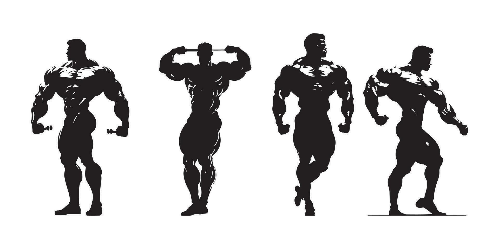 bodybuilder silhouette vecteur, bodybuilder noir contour vecteur illustration