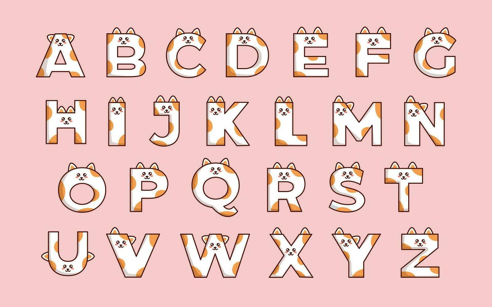 mignonne chat alphabet animal Police de caractère coloré lettre vecteur
