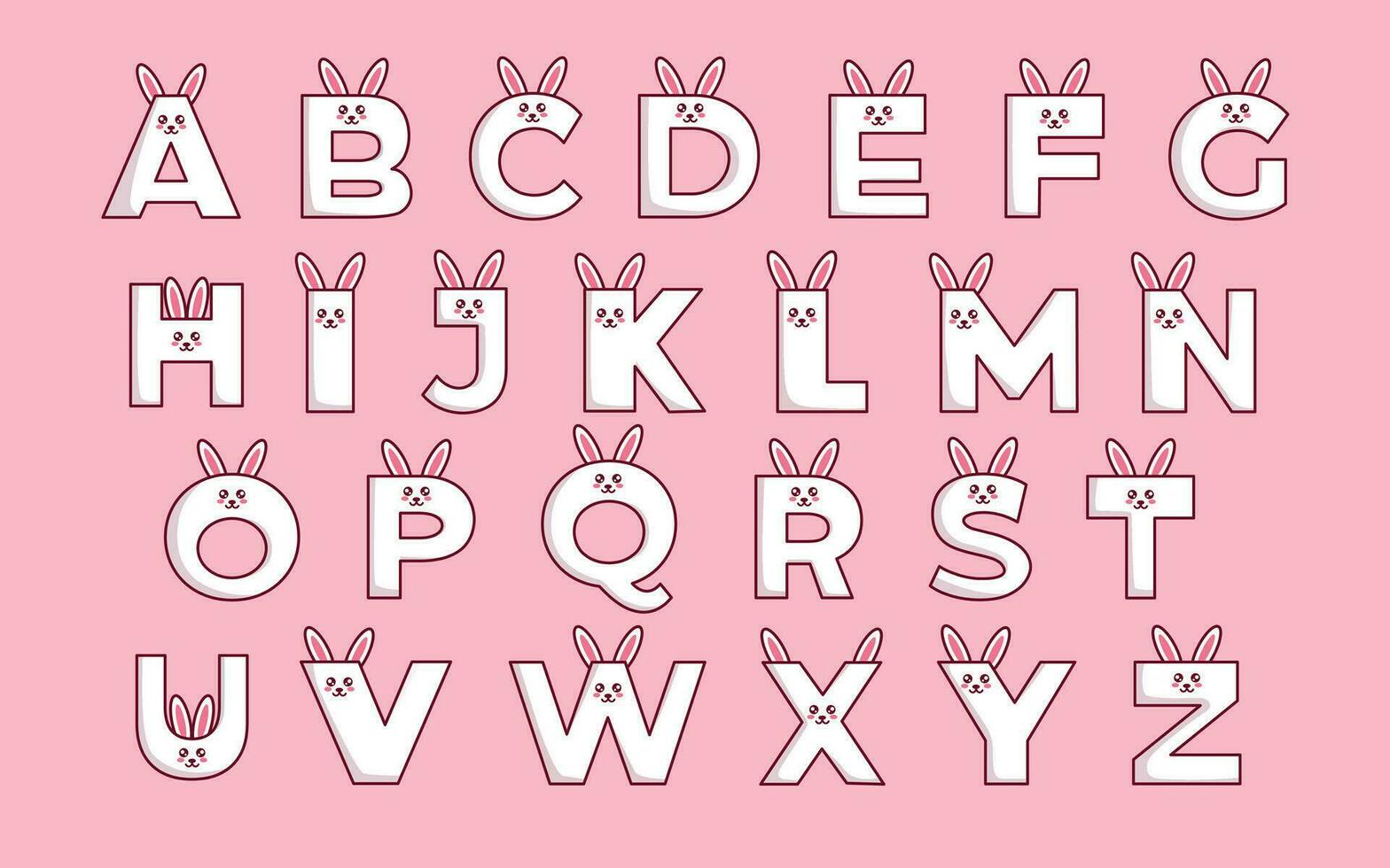 mignonne lapin alphabet animal Police de caractère vecteur