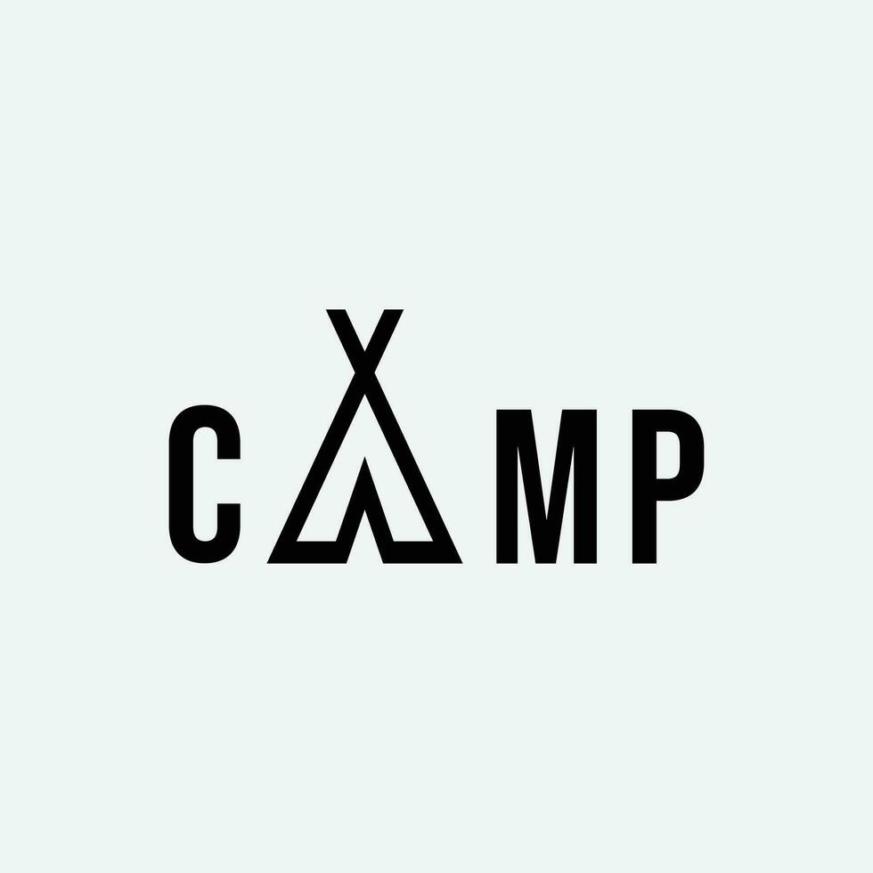 camp logo ligne art conception vecteur