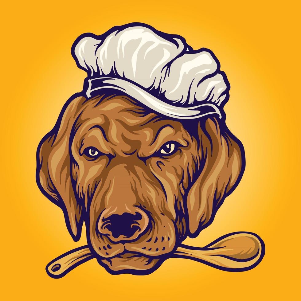 illustration de mascotte de chien de nourriture de chef vecteur