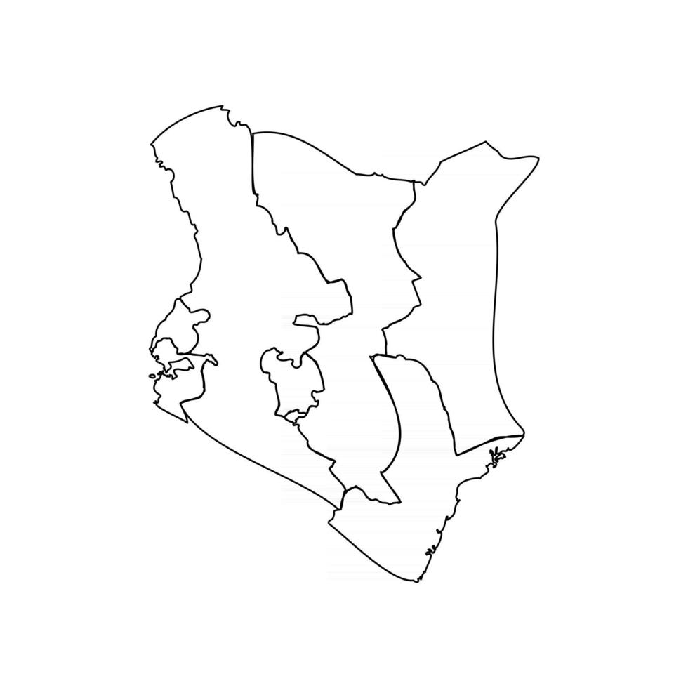 carte doodle du kenya avec les états vecteur