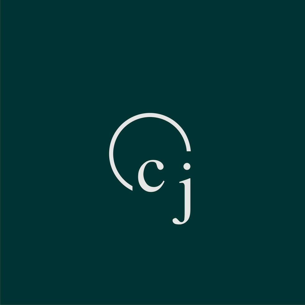 cj initiale monogramme logo avec cercle style conception vecteur