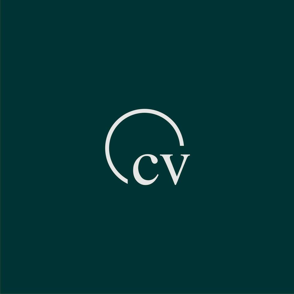 CV initiale monogramme logo avec cercle style conception vecteur