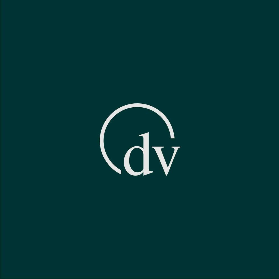 dv initiale monogramme logo avec cercle style conception vecteur