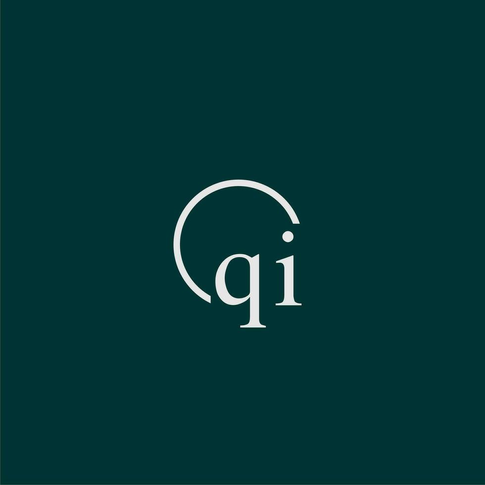 qi initiale monogramme logo avec cercle style conception vecteur