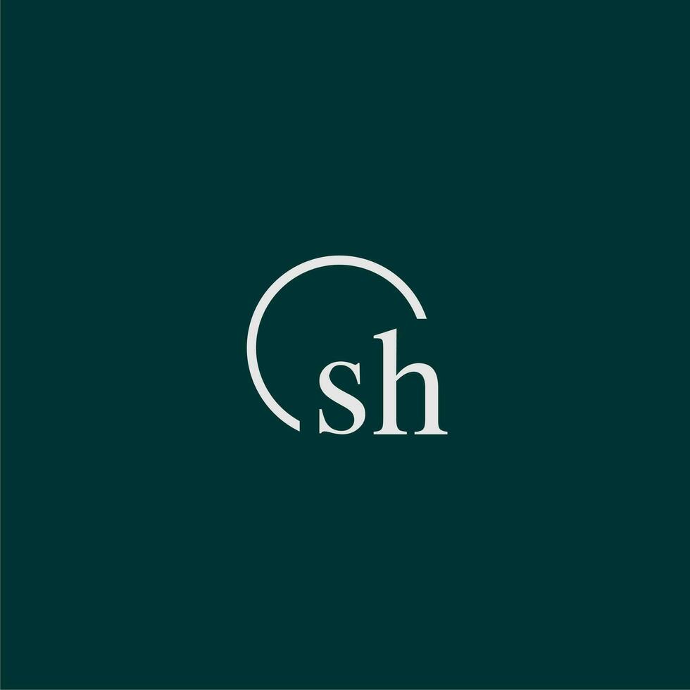 sh initiale monogramme logo avec cercle style conception vecteur