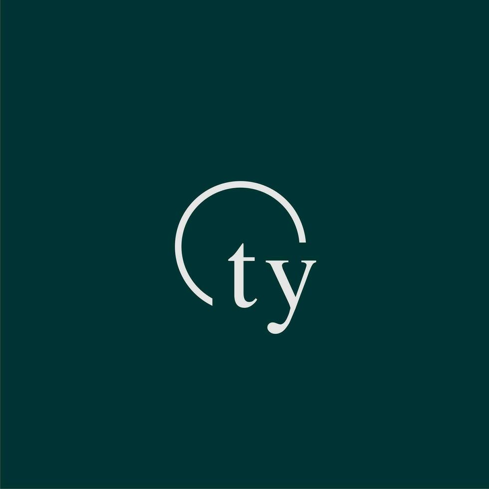 ty initiale monogramme logo avec cercle style conception vecteur