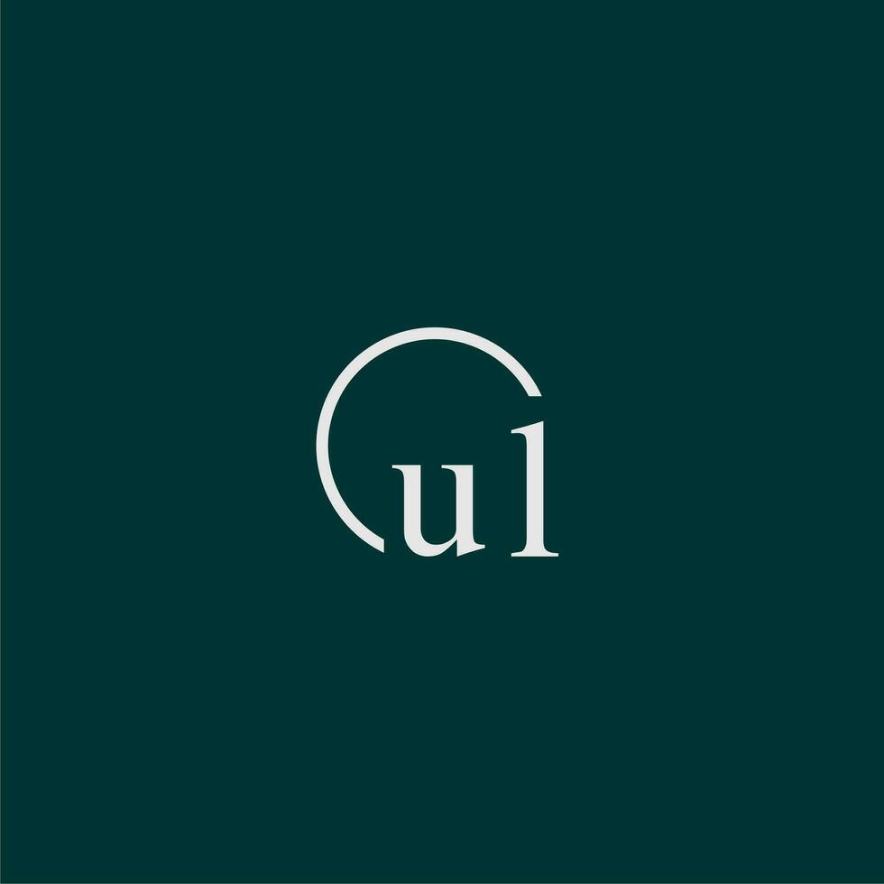 ul initiale monogramme logo avec cercle style conception vecteur