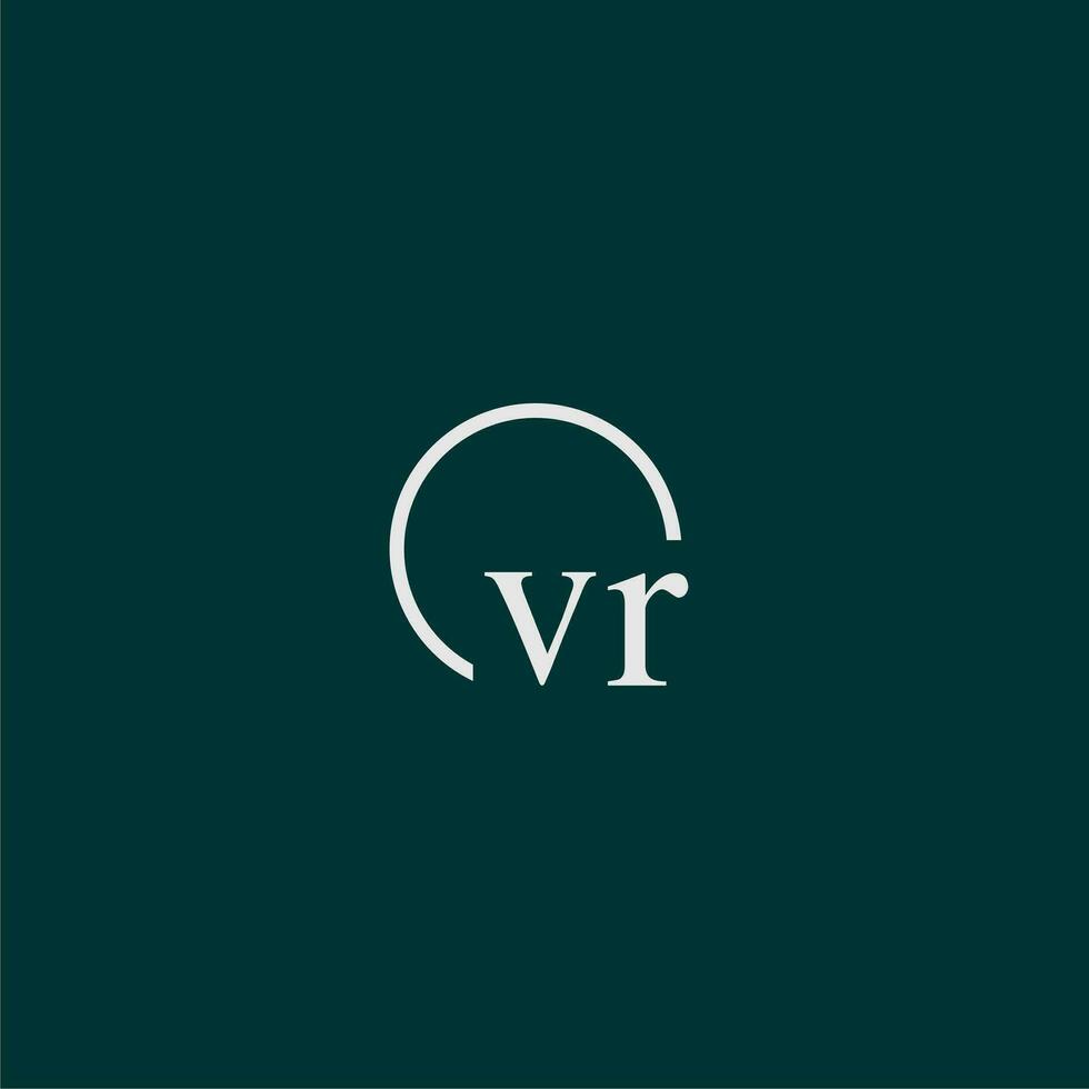 vr initiale monogramme logo avec cercle style conception vecteur