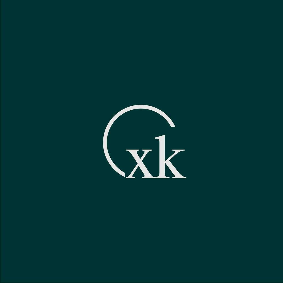 xk initiale monogramme logo avec cercle style conception vecteur