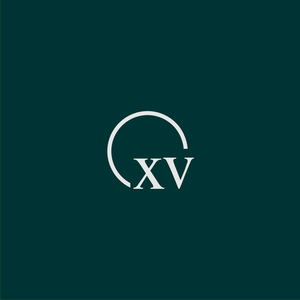 xv initiale monogramme logo avec cercle style conception vecteur