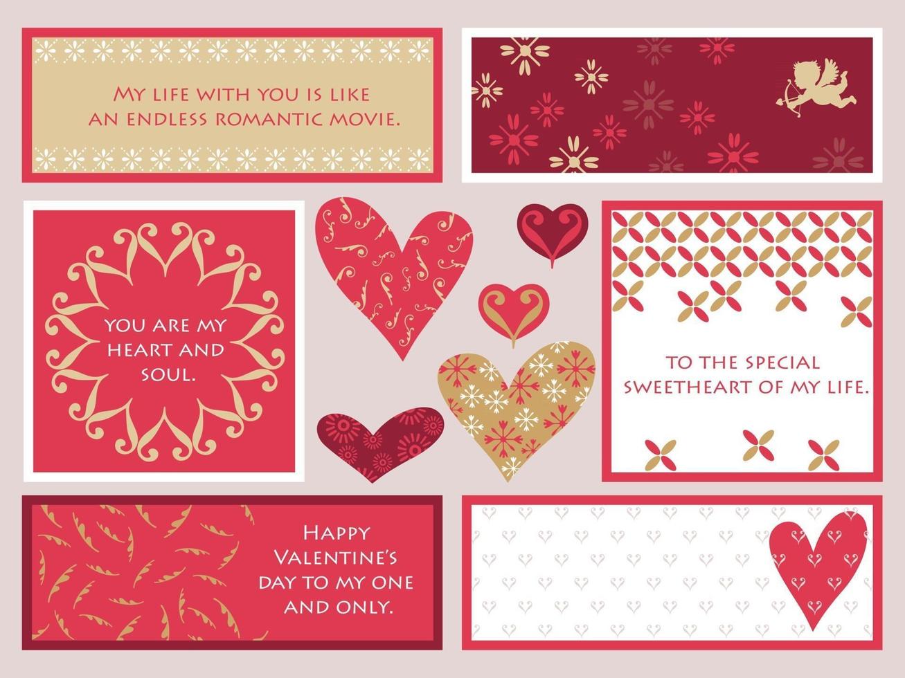 cartes vectorielles saint valentin avec espace de texte isolé sur fond uni vecteur